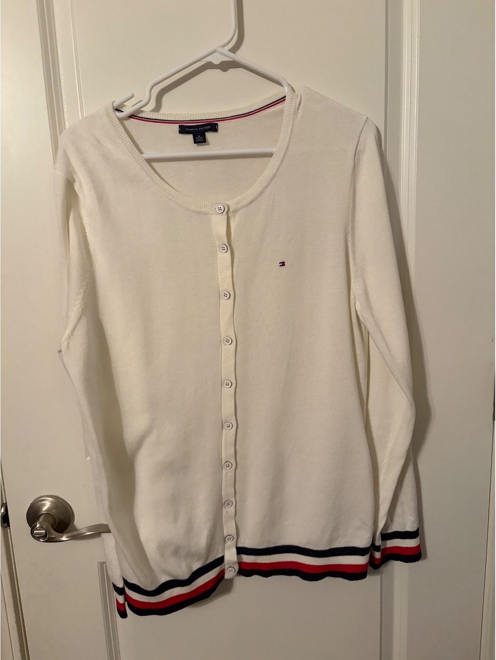 Tommy Hilfiger Women's XL White Button-Up Cardigan Sweater